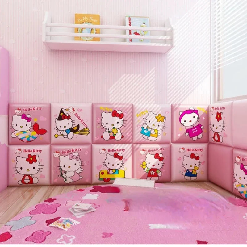 Cartoon Lovely Cat Bedroom Headboard Girl Kids Room Decor Bed Head Board Sticker Wall Panels Cabecero Cama Bed Head Tete De Lit