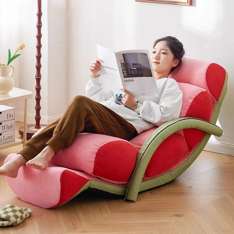 Fruit Recliner Chair Lazy Couch Bedroom Rocking Chair Can Lie and Sleep Caterpillar Sofa Balcony Chaise Lounge Chair 디자인의자