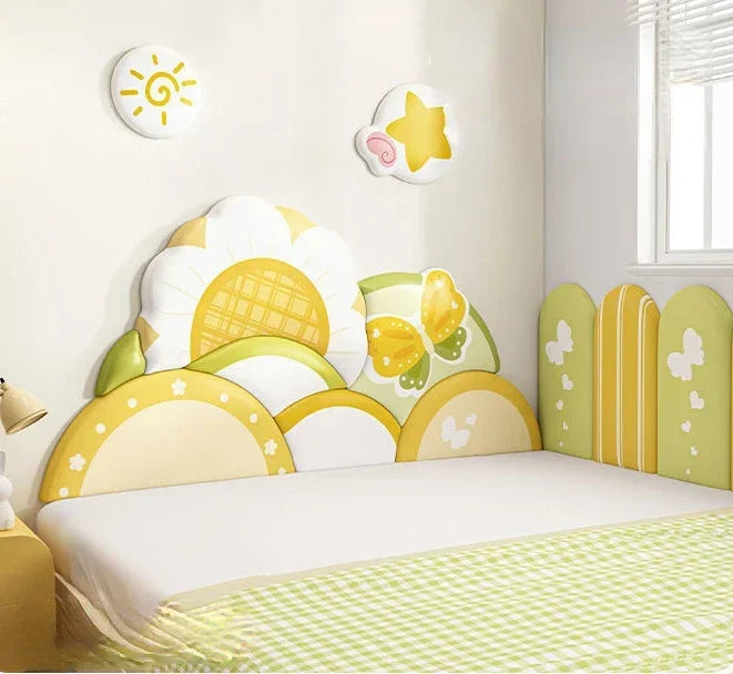 Cartoon Bed Head Board Headboard Kids Room Decor Aesthetic 3D Wall Stickers Anti-collision Wall Panels Home Decoration