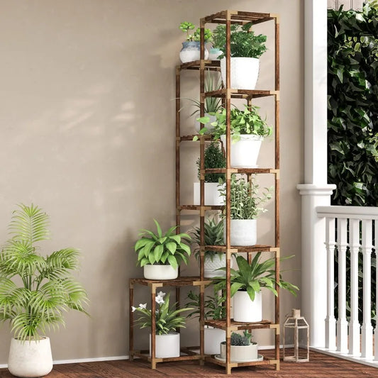 71.8'' Tall Plant Stand Indoor Outdoor,13 Tier Corner Plant Shelf Holder for Multiple Plants,Wood Plant Rack Ladder Flower Stand