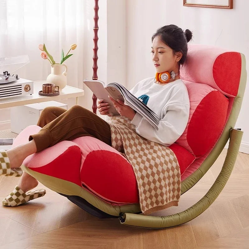 Fruit Recliner Chair Lazy Couch Bedroom Rocking Chair Can Lie and Sleep Caterpillar Sofa Balcony Chaise Lounge Chair 디자인의자