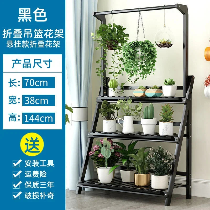 Exquisite Multilayer Hanging Plant Stand Beautiful Thick Flower Rack Folding Design For Home Decor Floor Standing Foldable