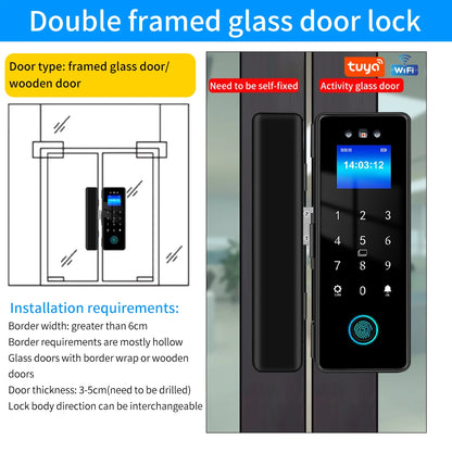 Wifi Electronic Smart Glass Door Lock With Biometric