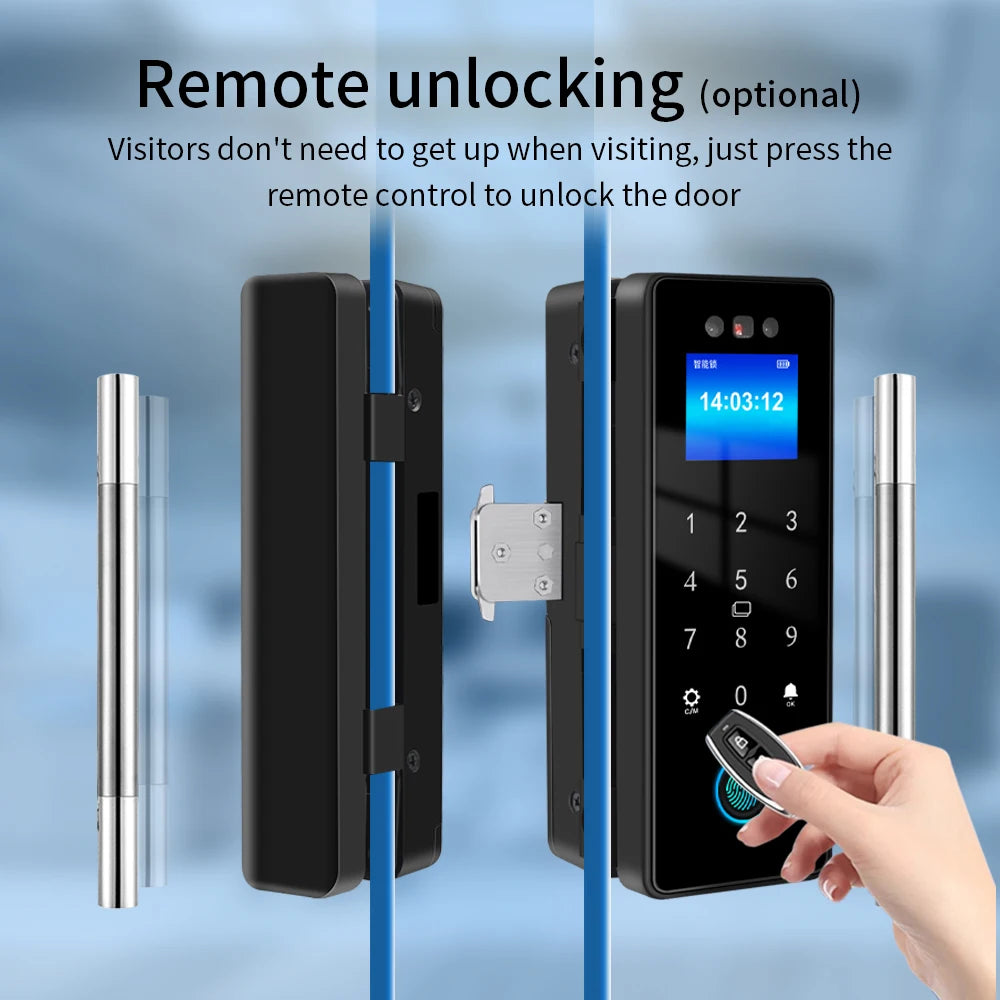 Wifi Electronic Smart Glass Door Lock With Biometric