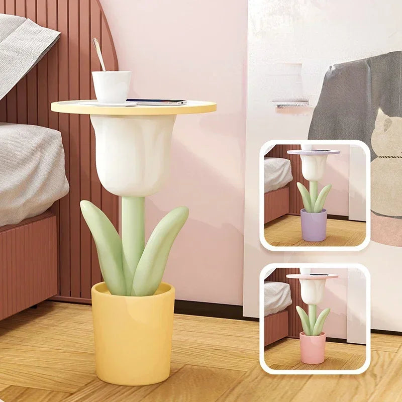 Nordic Style Tulip Shape Storage Side Table Living Room Sofa Side Small Coffee Table Bedroom Bedside Corner Table Home Decor