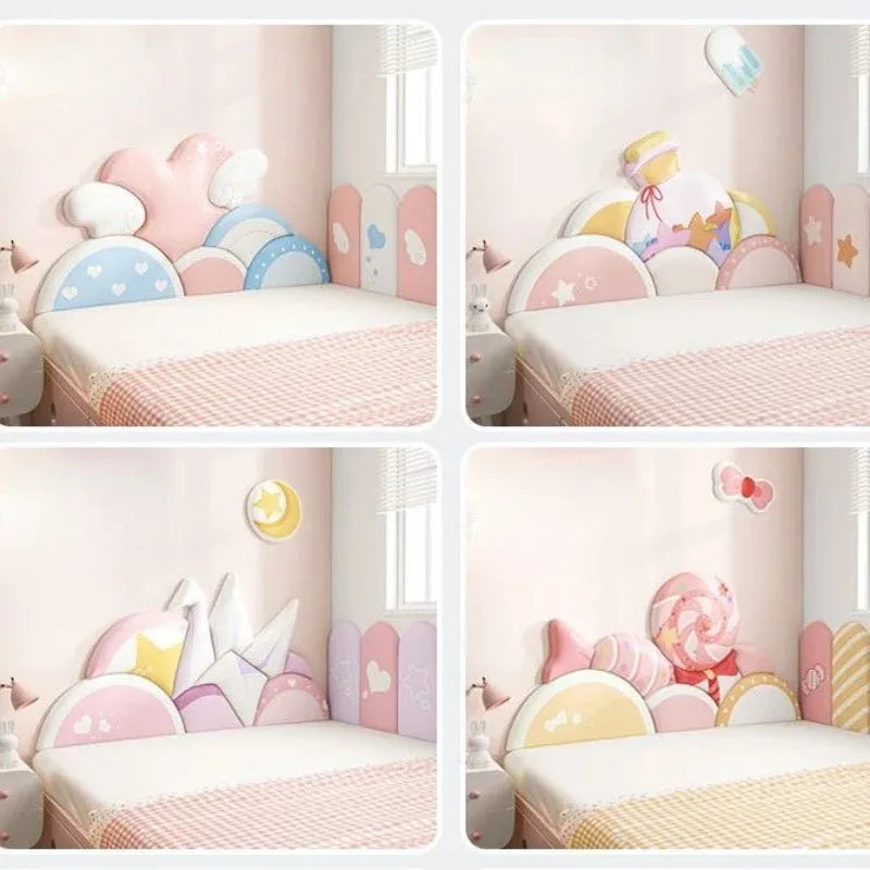 Cartoon Bed Head Board Headboard Kids Room Decor Aesthetic 3D Wall Stickers Anti-collision Wall Panels Home Decoration