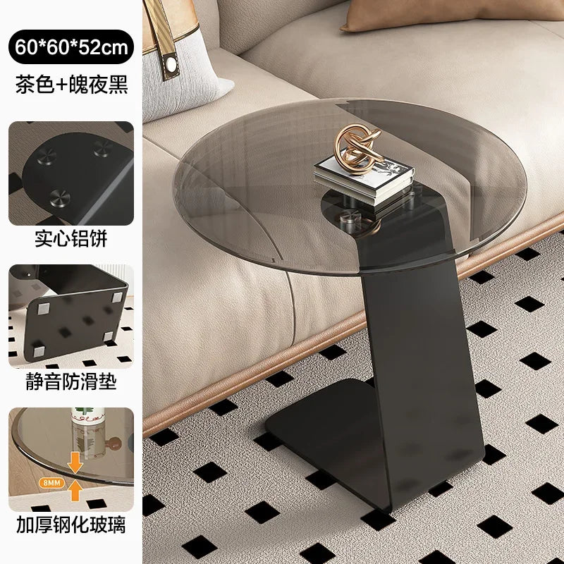 Glass Design Sofa Side Table Decorative Living Room Minimalist Auxiliary Small Table Floor Laptop Italian Tea Bedroom Furniture