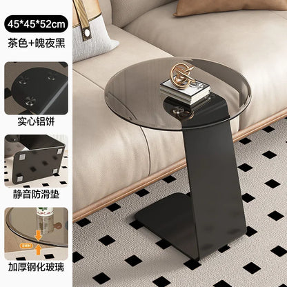 Glass Design Sofa Side Table Decorative Living Room Minimalist Auxiliary Small Table Floor Laptop Italian Tea Bedroom Furniture