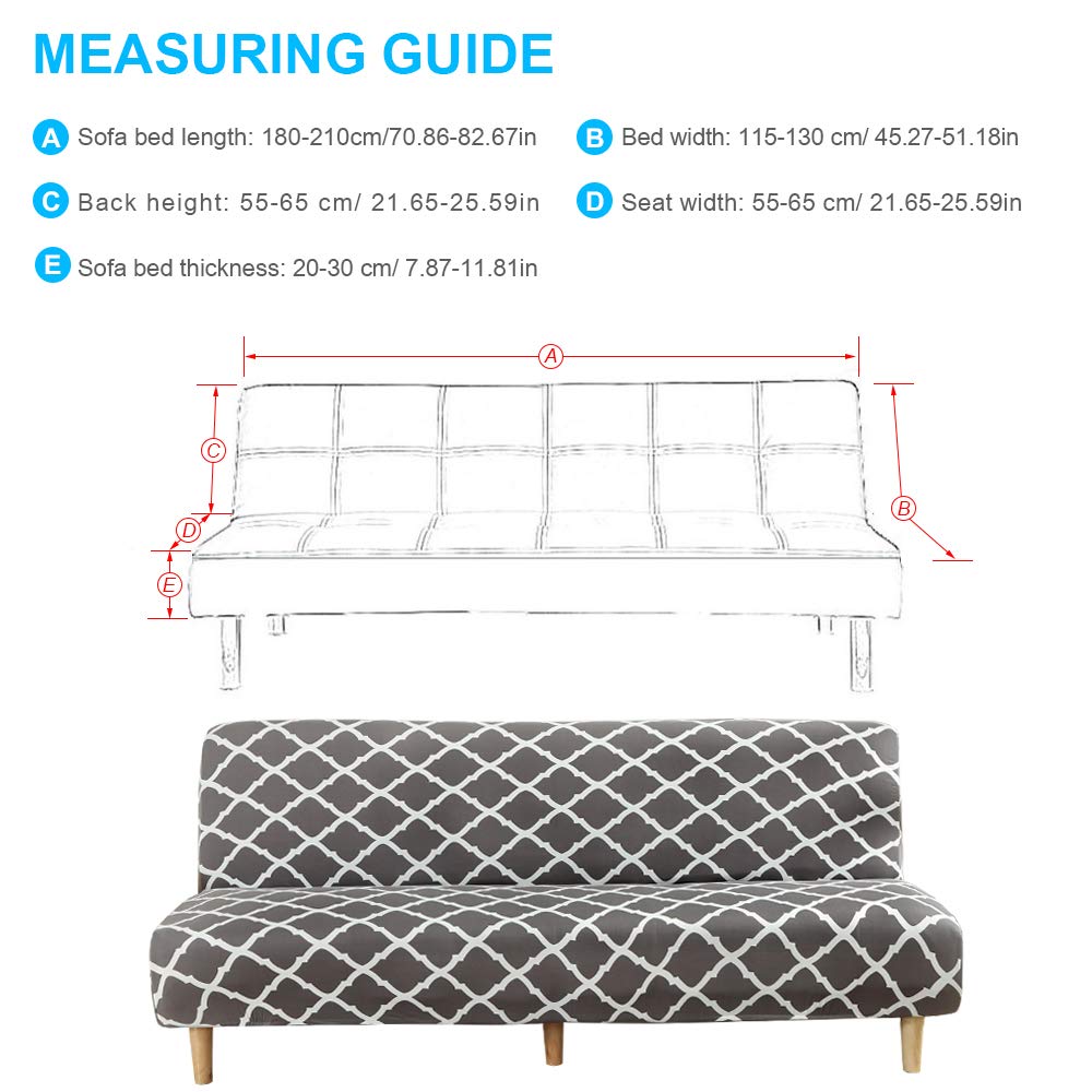 MIFXIN Stretch Futon Cover Armless Sofa Slipcover Elastic Spandex Folding Sofa Bed Couch Cover Printed Washable Furniture Protector for Sofa without Armrest (Orange Geometry)