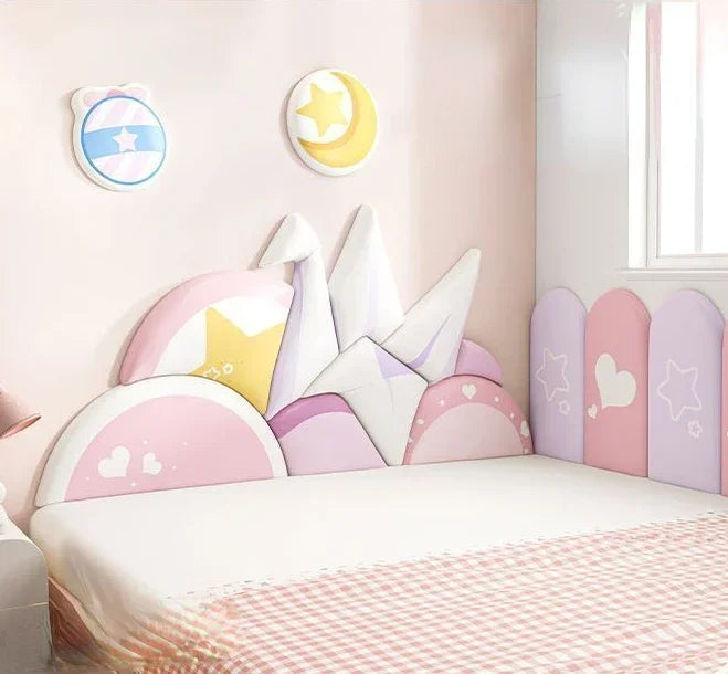 Cartoon Bed Head Board Headboard Kids Room Decor Aesthetic 3D Wall Stickers Anti-collision Wall Panels Home Decoration