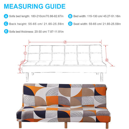 MIFXIN Stretch Futon Cover Armless Sofa Slipcover Elastic Spandex Folding Sofa Bed Couch Cover Printed Washable Furniture Protector for Sofa without Armrest (Orange Geometry)