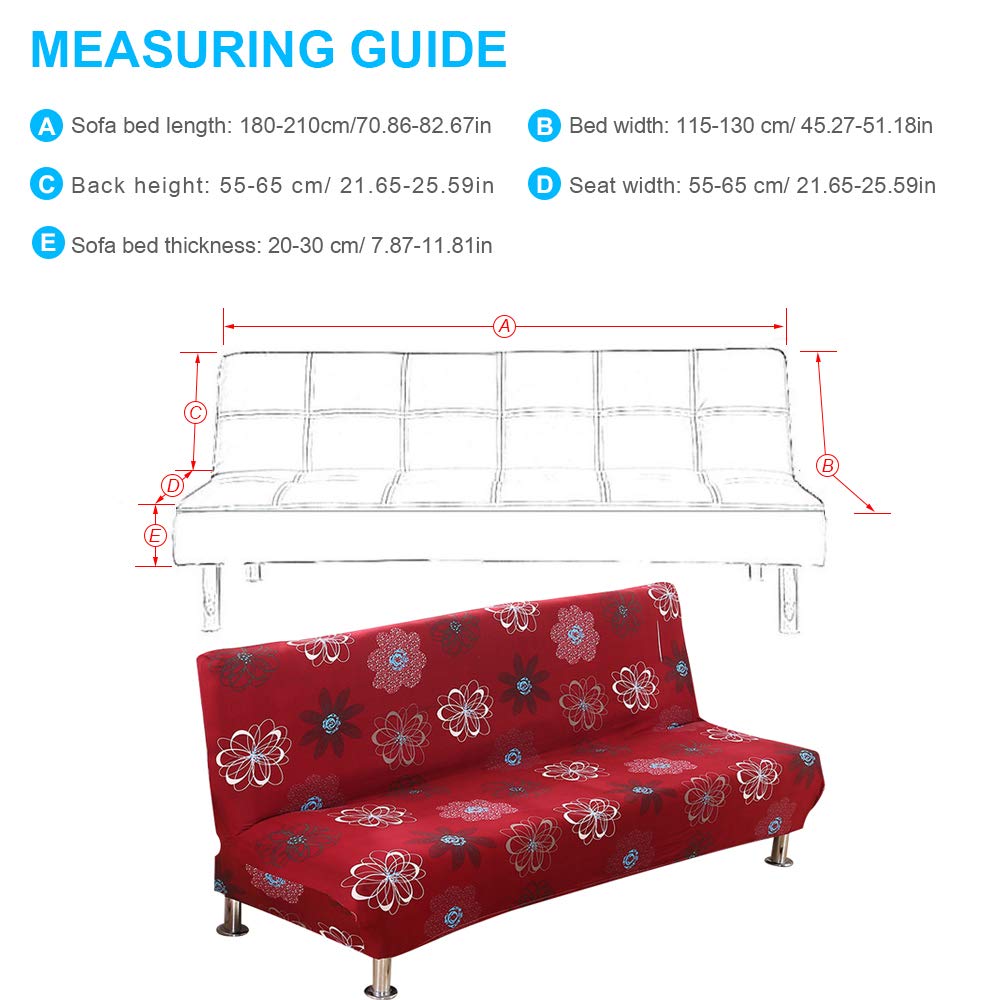 MIFXIN Stretch Futon Cover Armless Sofa Slipcover Elastic Spandex Folding Sofa Bed Couch Cover Printed Washable Furniture Protector for Sofa without Armrest (Orange Geometry)