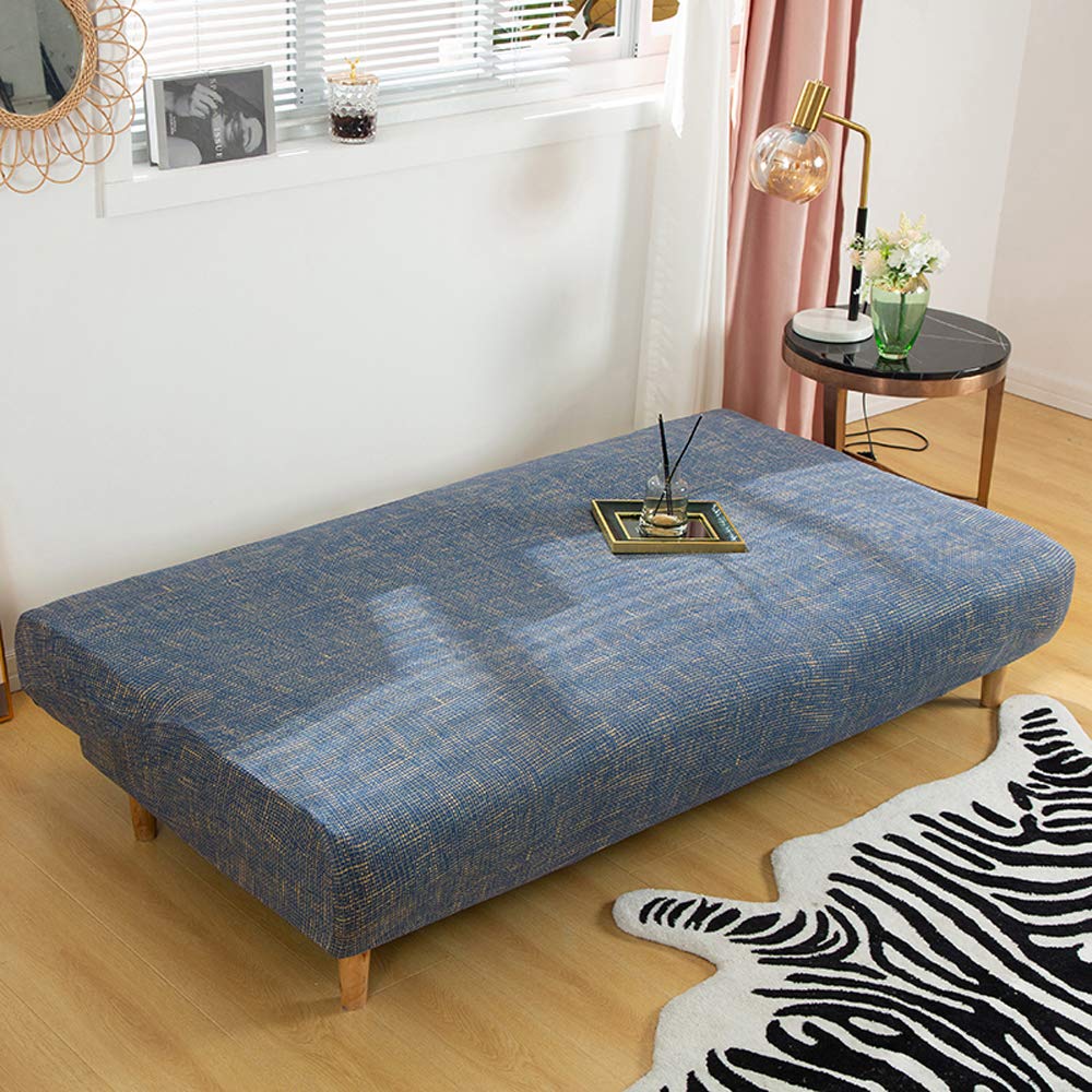 MIFXIN Stretch Futon Cover Armless Sofa Slipcover Elastic Spandex Folding Sofa Bed Couch Cover Printed Washable Furniture Protector for Sofa without Armrest (Orange Geometry)