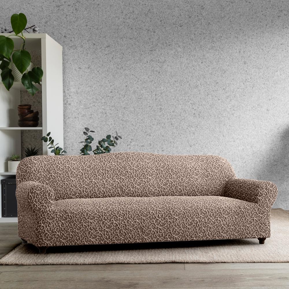 PAULATO BY GA.I.CO Sofa & Loveseat Slipcover - Stretch Couch Cover - Cushion Love seat & Sofa Cover - Soft Polyester Fabric Slip Cover - Washable Protector - Jacquard 3D Collection - Beige Artistico