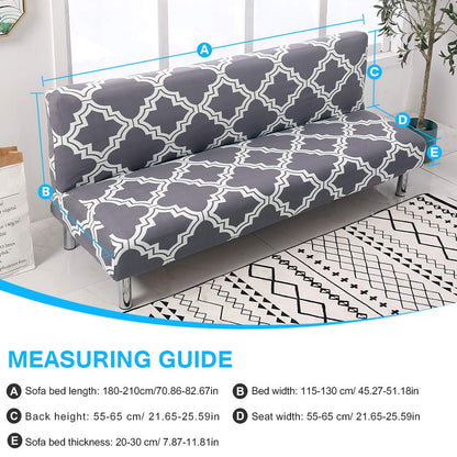 MIFXIN Stretch Futon Cover Armless Sofa Slipcover Elastic Spandex Folding Sofa Bed Couch Cover Printed Washable Furniture Protector for Sofa without Armrest (Orange Geometry)