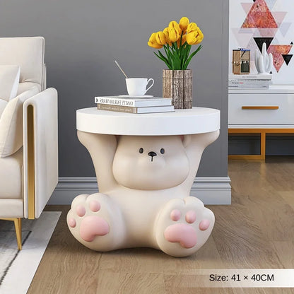 Cream Wind Bear Floor Ornaments Living Room Storage Coffee Table Sofa Side Table Bedroom Bedside Table Home Soft Decorations