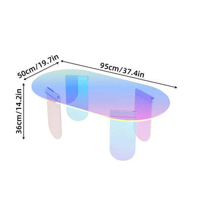 Shatterproof Acrylic Coffee Tables Clear End Table Living Room Iridescent Accent Side Table 4 Legs Home Decor