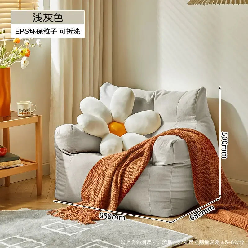 Lazy Sofa Mini Bean Bag Cloth Casual Single Seat Cartoon Bedroom Single Double Balcony Sofa Reading Tatami Household Furniture