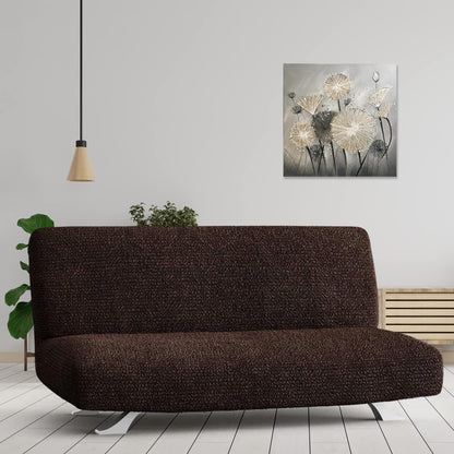 PAULATO BY GA.I.CO. Futon Cover - Armless Couch Cover - Soft Polyester Fabric Cover - 1-Piece Form Fit Stretch Futon Cover for Kid Pet - Microfibra Collection - Dark Brown