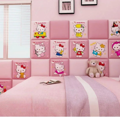 Cartoon Lovely Cat Bedroom Headboard Girl Kids Room Decor Bed Head Board Sticker Wall Panels Cabecero Cama Bed Head Tete De Lit