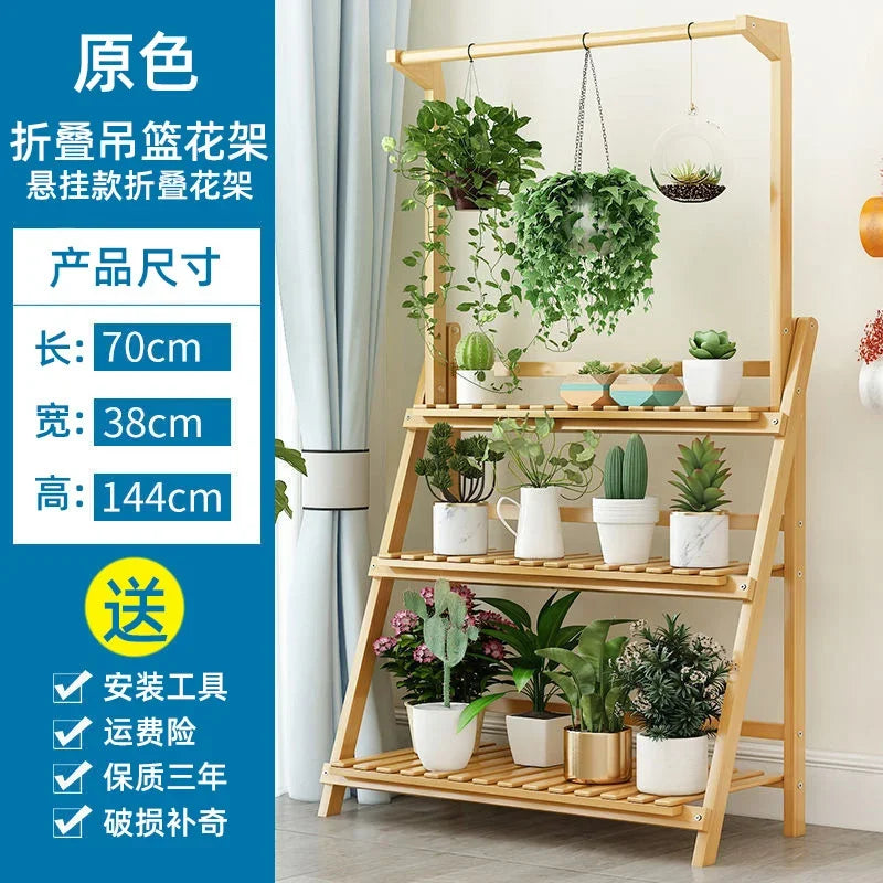 Exquisite Multilayer Hanging Plant Stand Beautiful Thick Flower Rack Folding Design For Home Decor Floor Standing Foldable