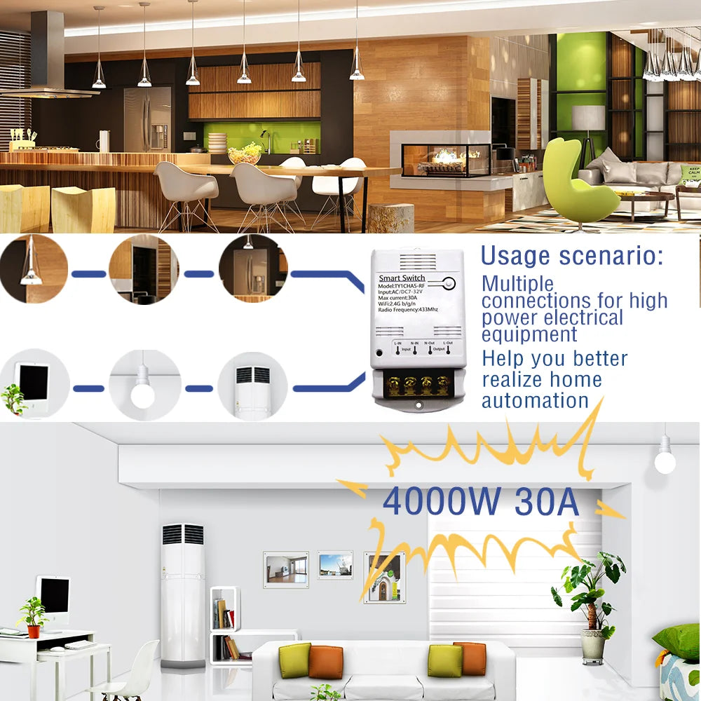 Wifi 30A Relay Module 85-250V 220V Smart Switch