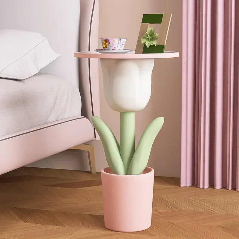 Nordic Style Tulip Shape Storage Side Table Living Room Sofa Side Small Coffee Table Bedroom Bedside Corner Table Home Decor