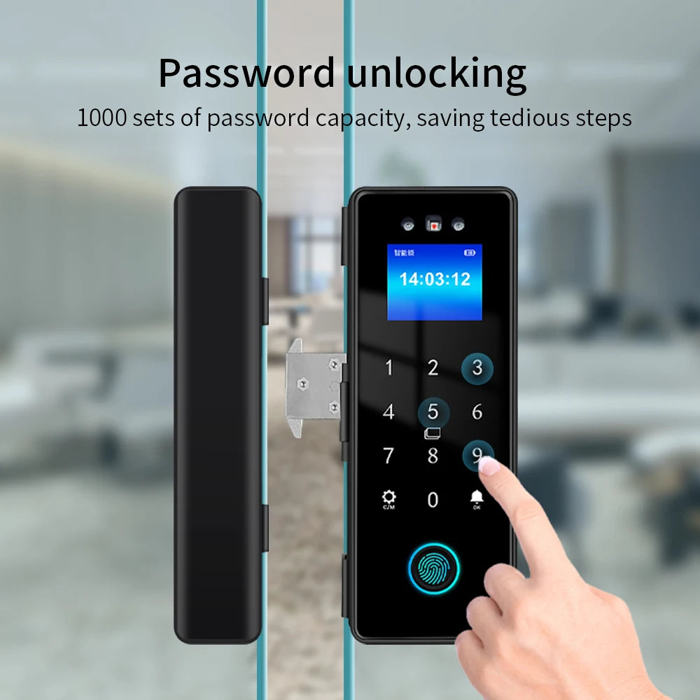 Wifi Electronic Smart Glass Door Lock With Biometric