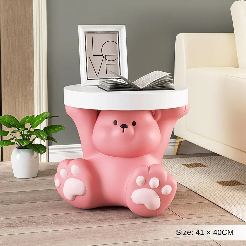 Cream Wind Bear Floor Ornaments Living Room Storage Coffee Table Sofa Side Table Bedroom Bedside Table Home Soft Decorations