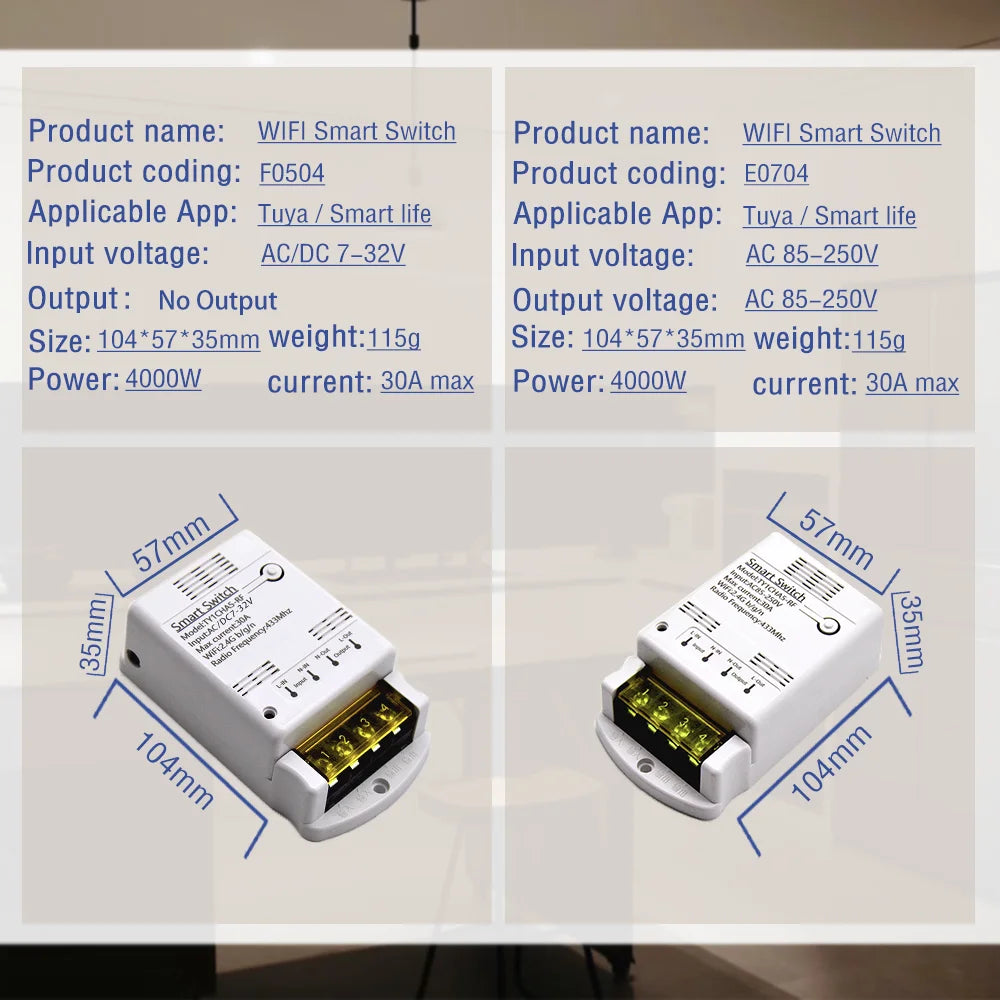 Wifi 30A Relay Module 85-250V 220V Smart Switch