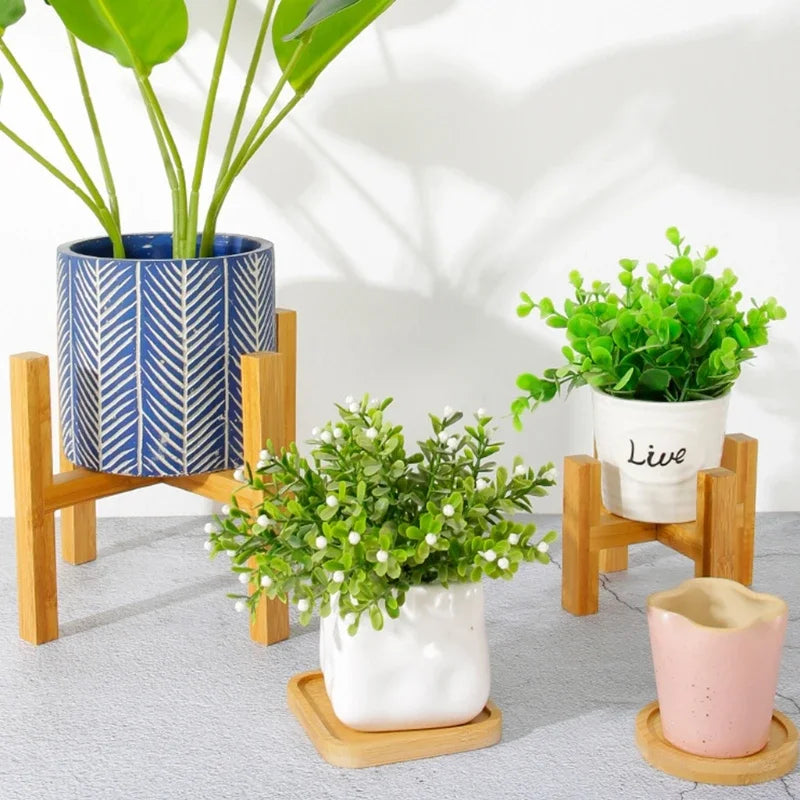 Four-legged Wood Flower Pot Holder Plant and Succulent Flower Pot Base Display Stand Home Garden Patio Decoration Shelf Furnitur