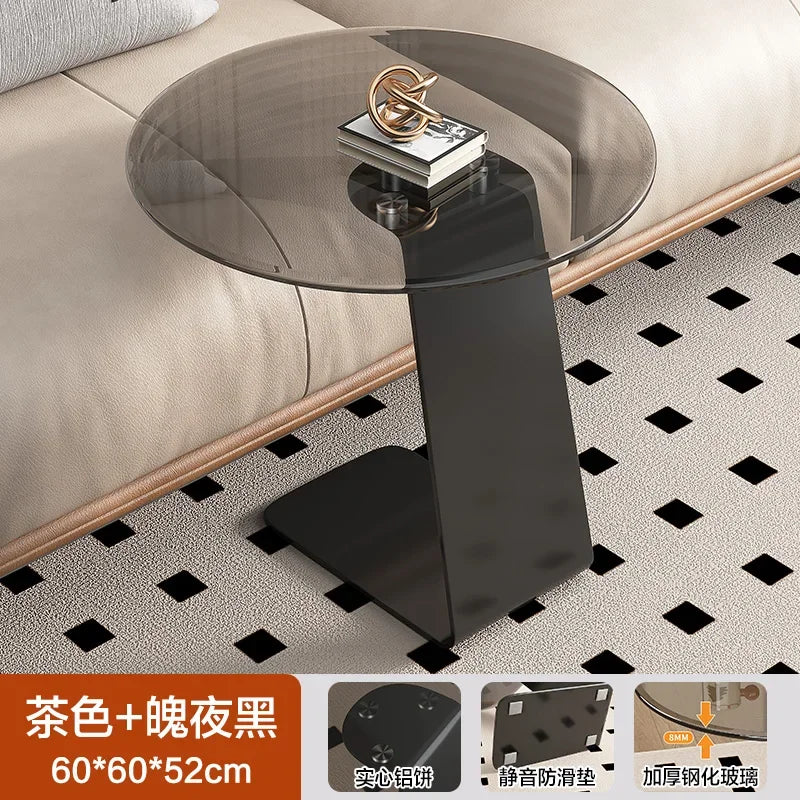 Glass Design Sofa Side Table Decorative Living Room Minimalist Auxiliary Small Table Floor Laptop Italian Tea Bedroom Furniture