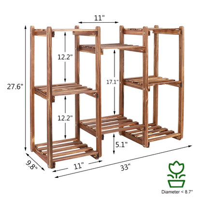 Multi-Tier Stylish Bamboo Plant Stand Indoor Outdoor 10 Pot Bonsai Flower Display Shelf Holder Rack