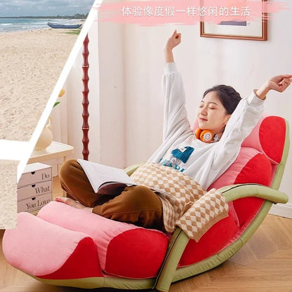 Fruit Recliner Chair Lazy Couch Bedroom Rocking Chair Can Lie and Sleep Caterpillar Sofa Balcony Chaise Lounge Chair 디자인의자