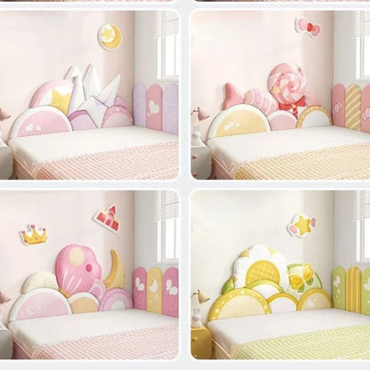 Cartoon Bed Head Board Headboard Kids Room Decor Aesthetic 3D Wall Stickers Anti-collision Wall Panels Home Decoration